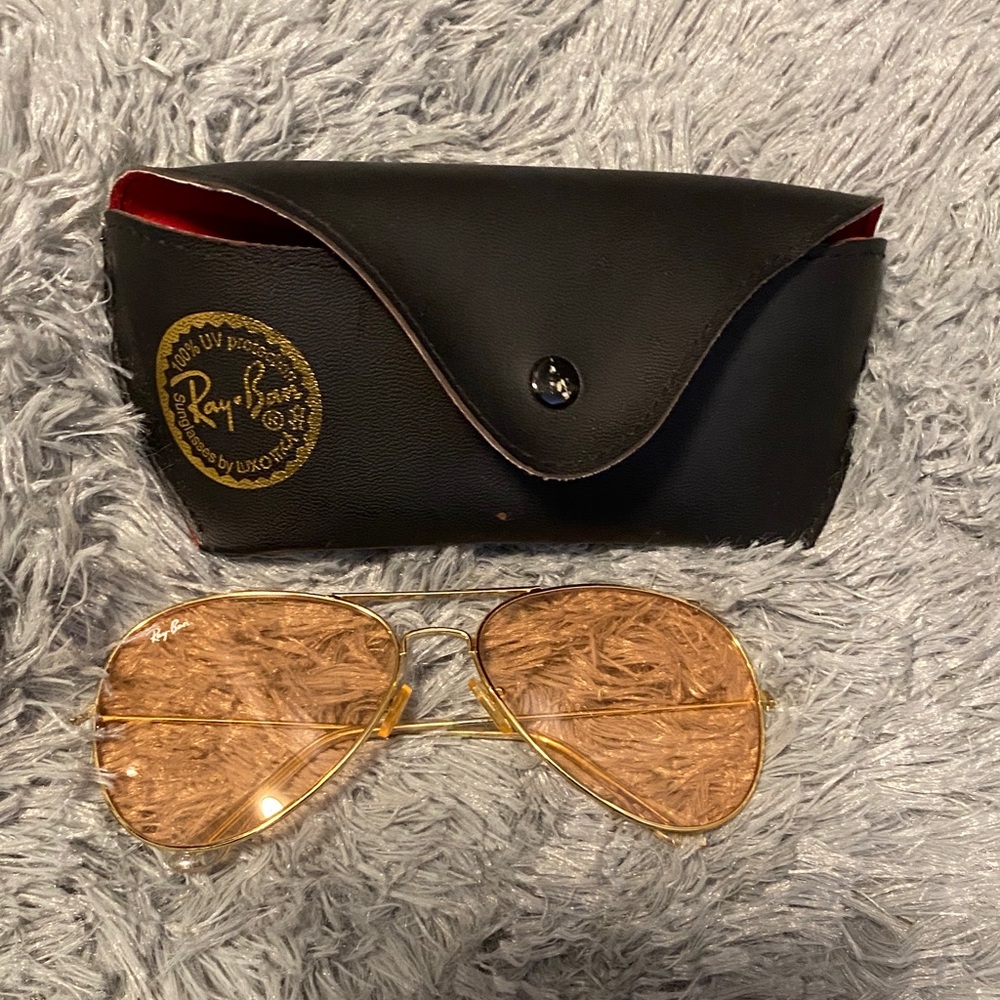 Ray-Ban Gold Frame Aviator Sunglasses